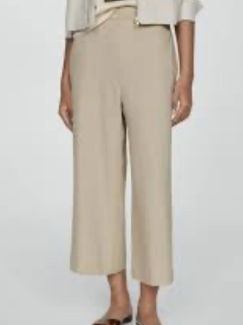 Linen blend cropped pants from Mango